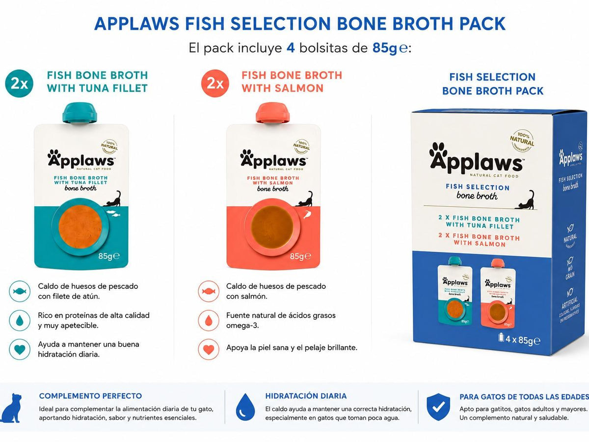 APPLAWS-Caldo de huesos para gato salmón y atún